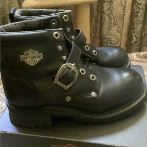 Womens Harley Davidson Black Leather Boots Shoes